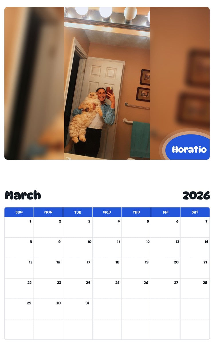 November 2025 - October 2026 Horatio - Pawidols Pet Calendar