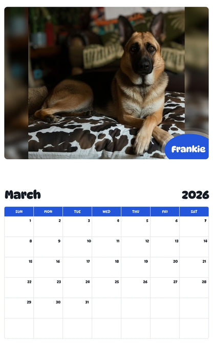 November 2025 - October 2026 Frankie - Pawidols Pet Calendar