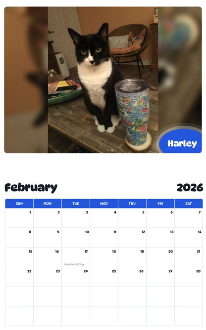 October 2025 - September 2026 Harley - Pawidols Pet Calendar