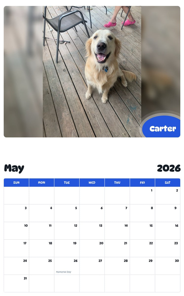 2026 - 2027 Carter - Pawidols Pet Calendar