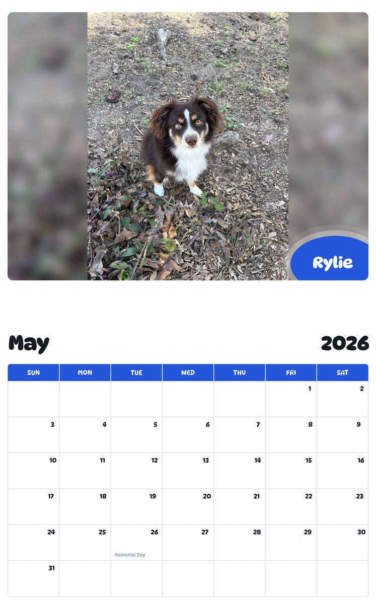 2026 - 2027 Rylie - Pawidols Pet Calendar