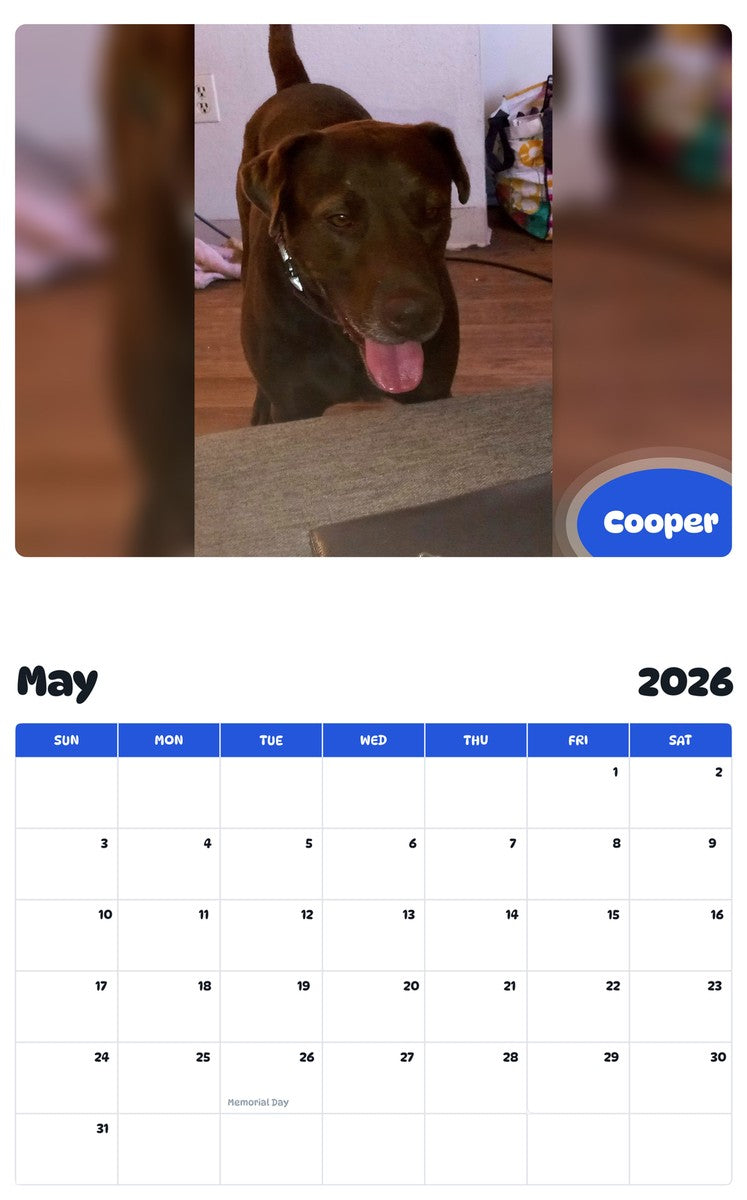2026 - 2027 Cooper - Pawidols Pet Calendar