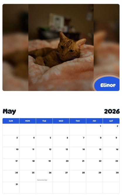 2026 - 2027 Elinor - Pawidols Pet Calendar