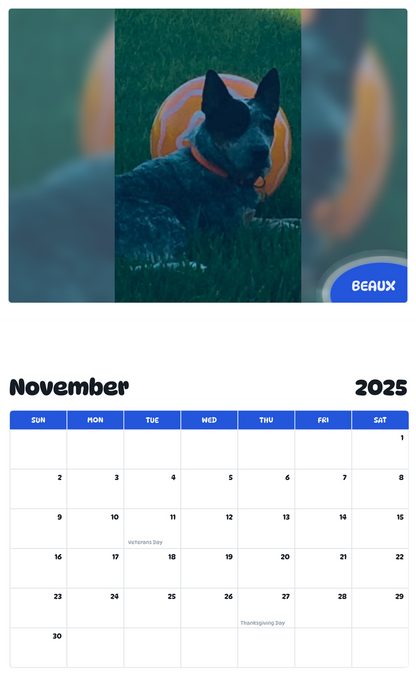 July 2025 - June 2026 Beaux - Pawidols Pet Calendar