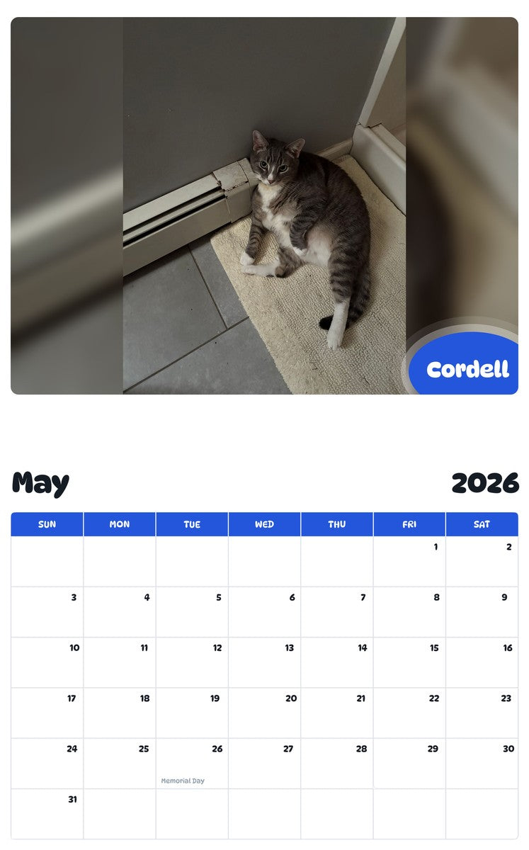 2026 - 2027 Cordell - Pawidols Pet Calendar