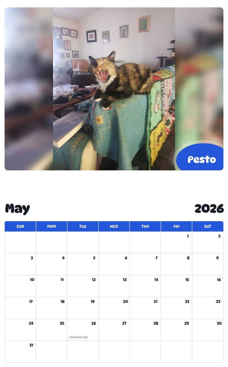 2026 - 2027 Pesto - Pawidols Pet Calendar