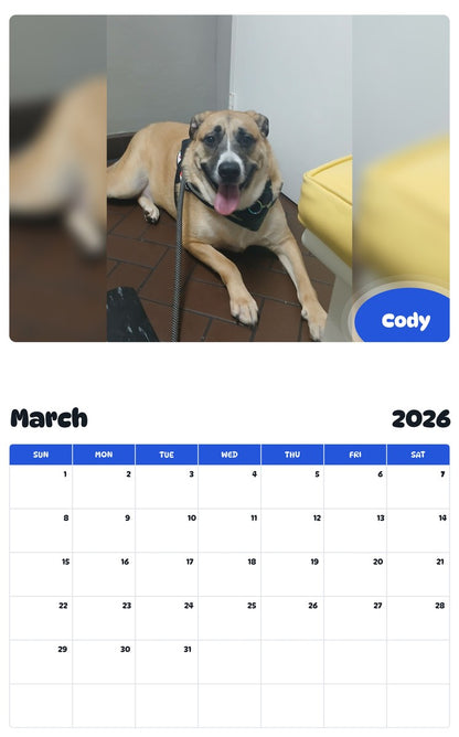 November 2025 - October 2026 Cody - Pawidols Pet Calendar
