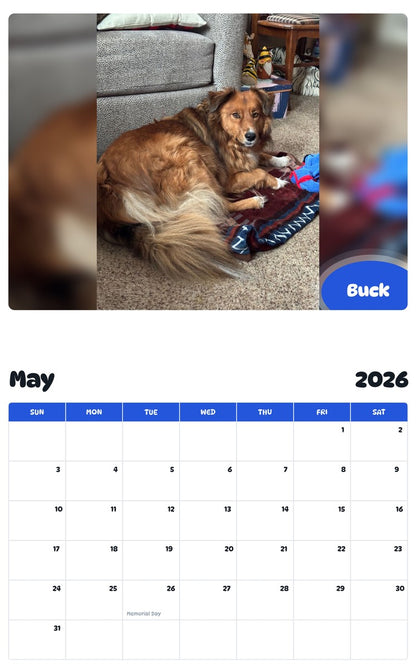 2026 - 2027 Buck - Pawidols Pet Calendar