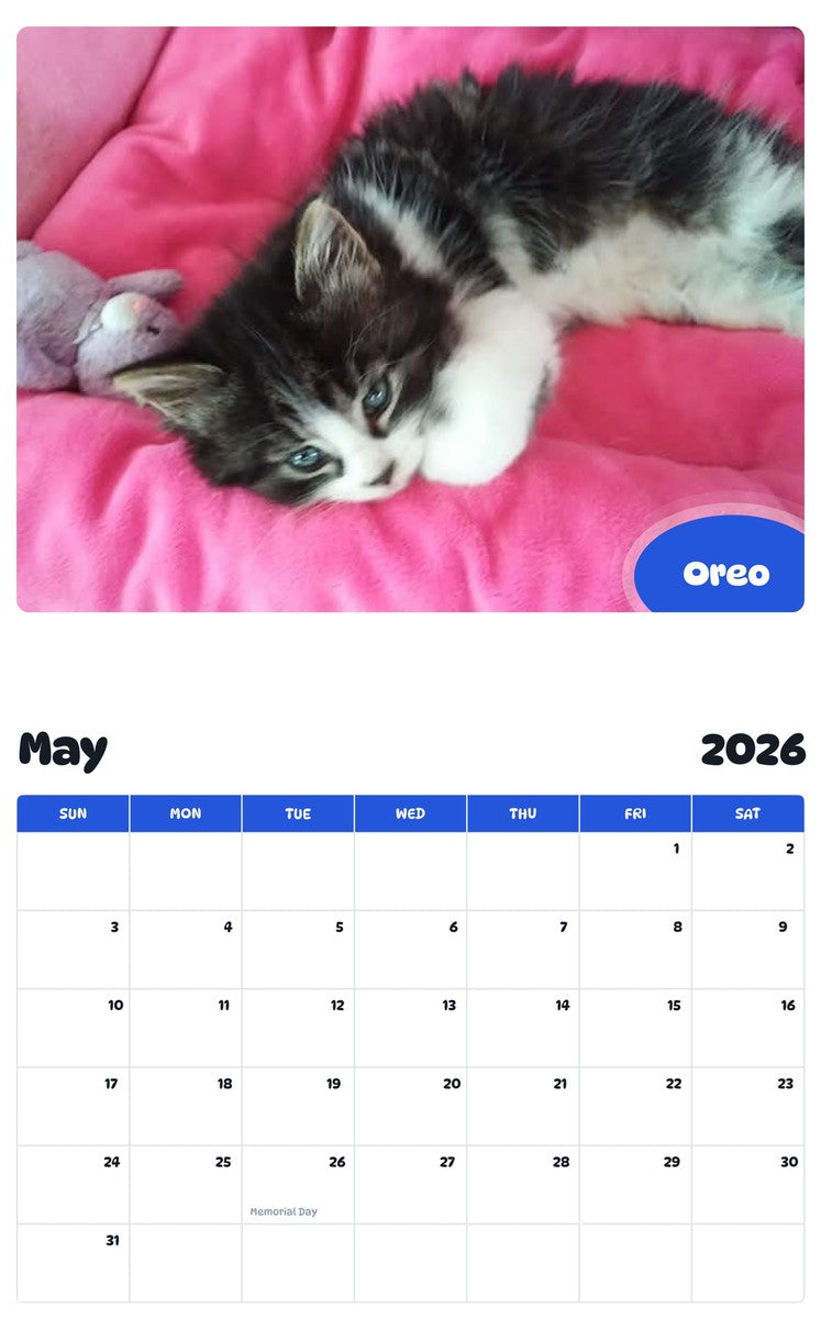 2026 - 2027 Oreo - Pawidols Pet Calendar