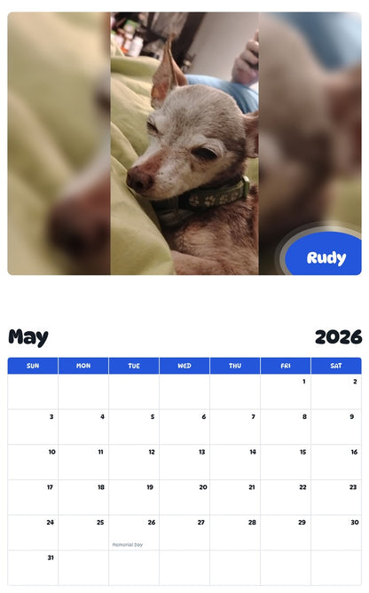 2026 - 2027 Rudy - Pawidols Pet Calendar