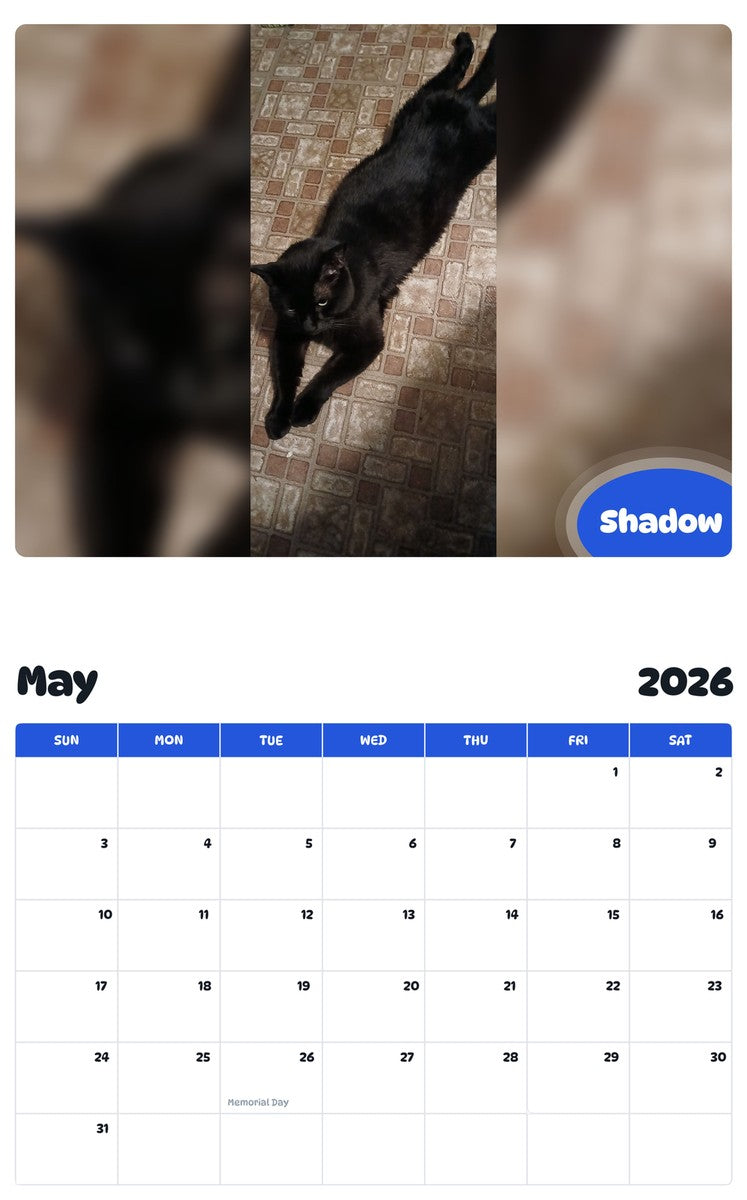 2026 - 2027 Shadow - Pawidols Pet Calendar