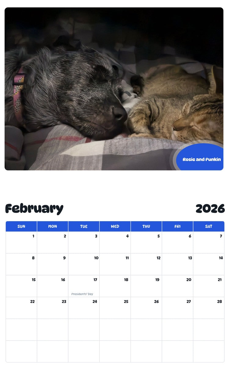 October 2025 - September 2026 Rosie and Punkin - Pawidols Pet Calendar