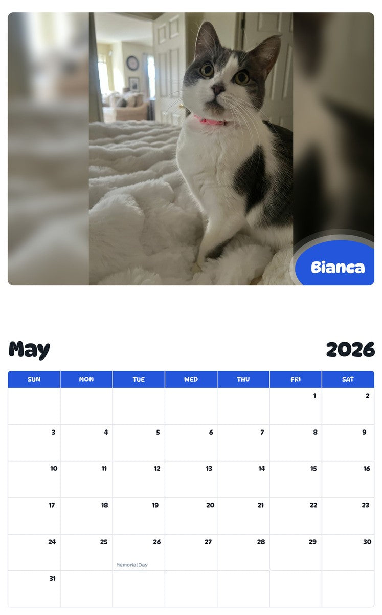 2026 - 2027 Bianca - Pawidols Pet Calendar