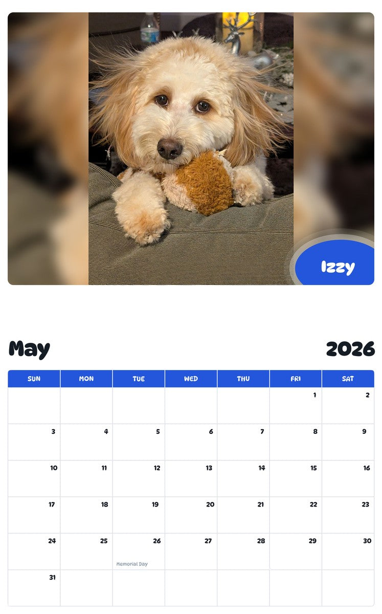 2026 - 2027 Izzy - Pawidols Pet Calendar