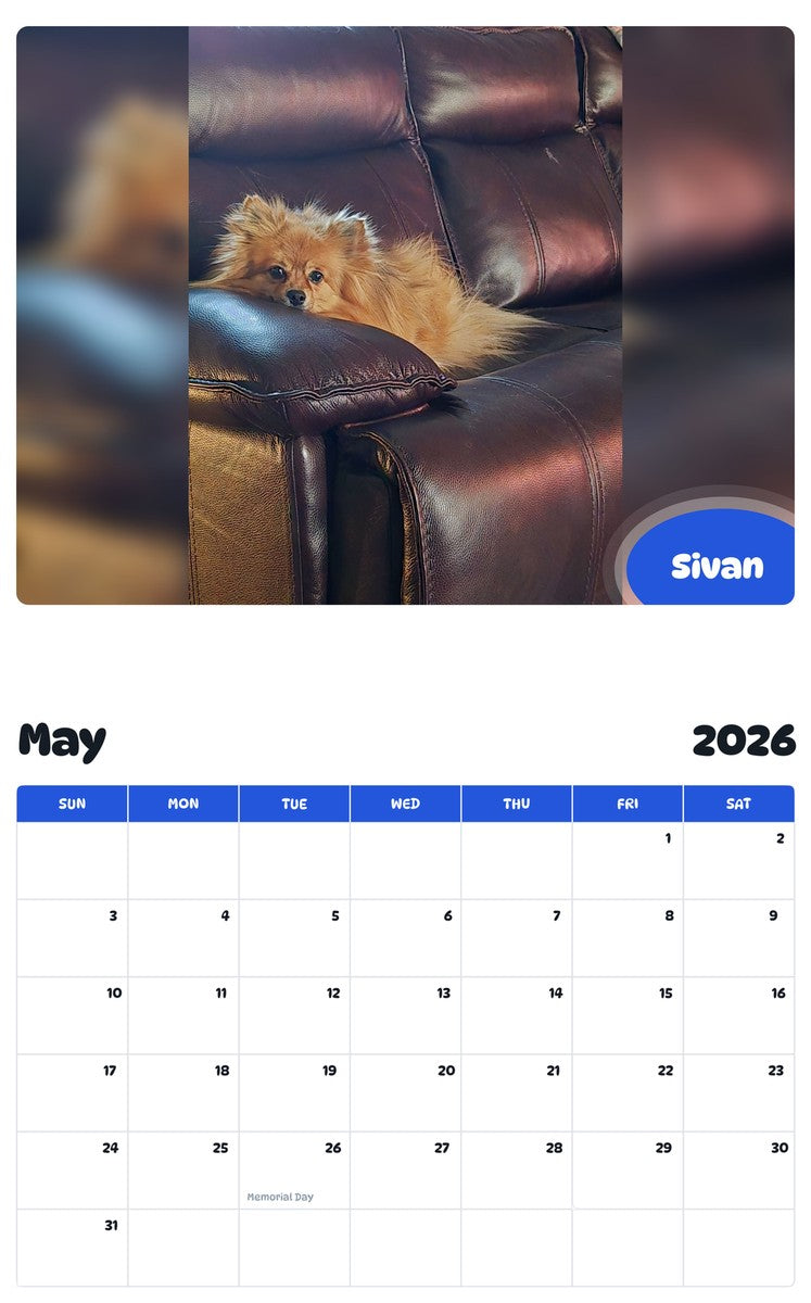 2026 - 2027 Sivan - Pawidols Pet Calendar