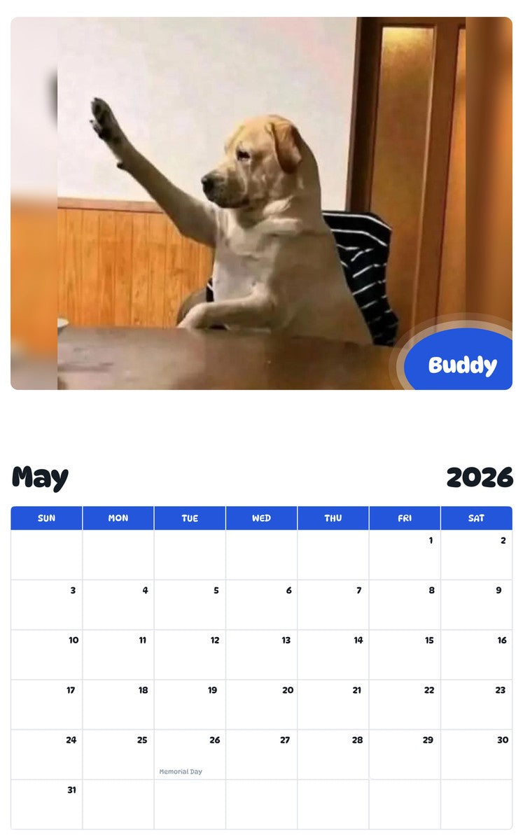 2026 - 2027 Buddy - Pawidols Pet Calendar