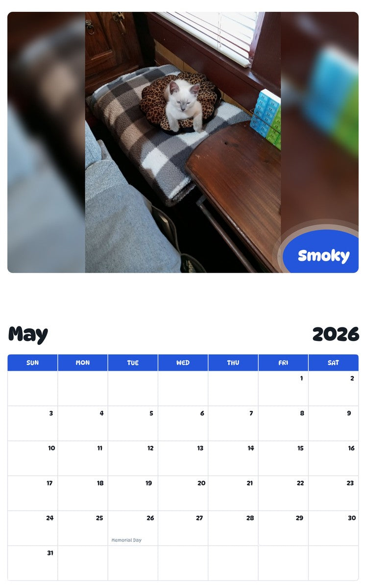 2026 - 2027 Smoky - Pawidols Pet Calendar