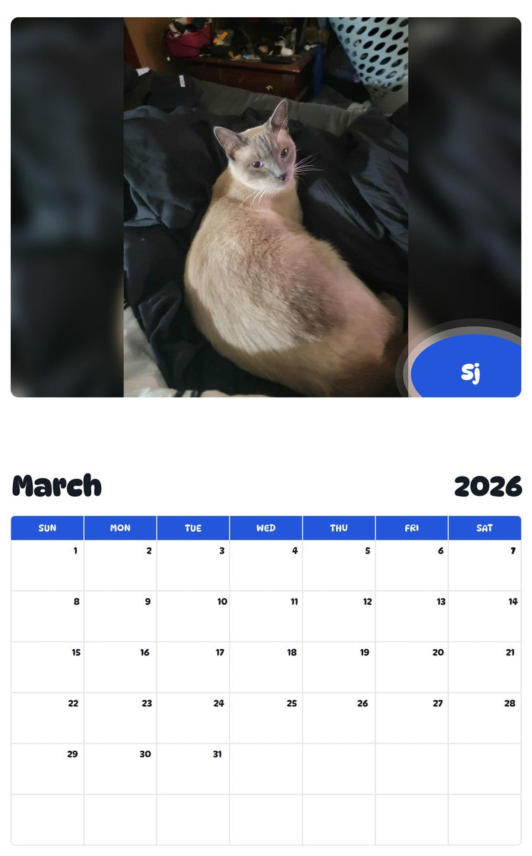 November 2025 - October 2026 Sj - Pawidols Pet Calendar