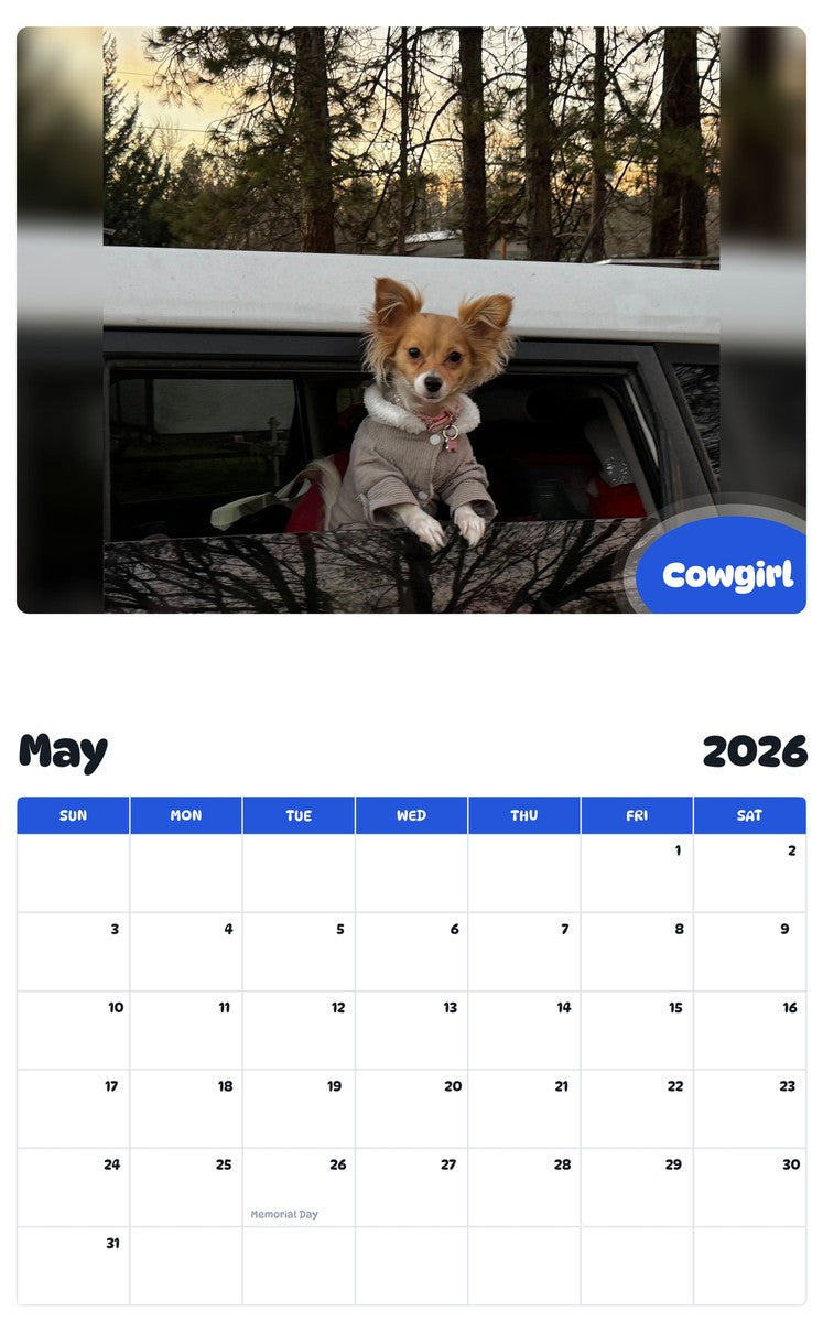 2026 - 2027 Cowgirl - Pawidols Pet Calendar
