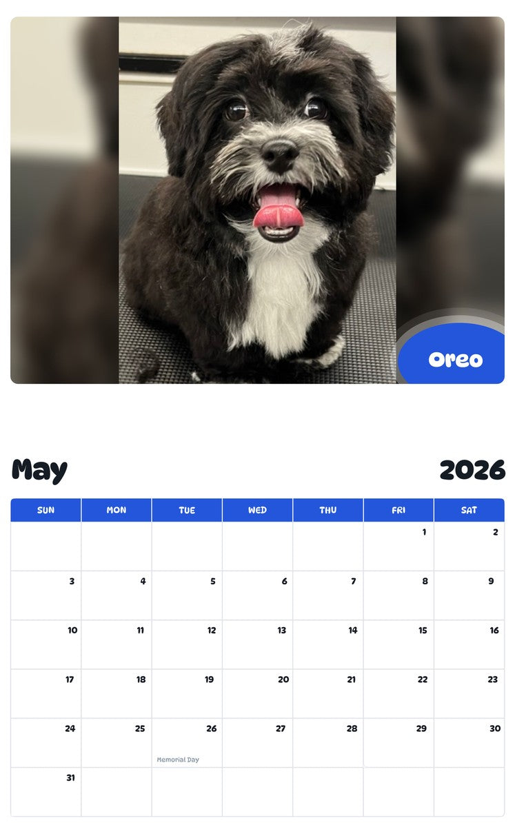 2026 - 2027 Oreo - Pawidols Pet Calendar
