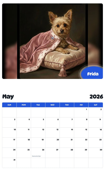 2026 - 2027 Frida - Pawidols Pet Calendar