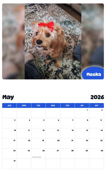 2026 - 2027 Meeka - Pawidols Pet Calendar