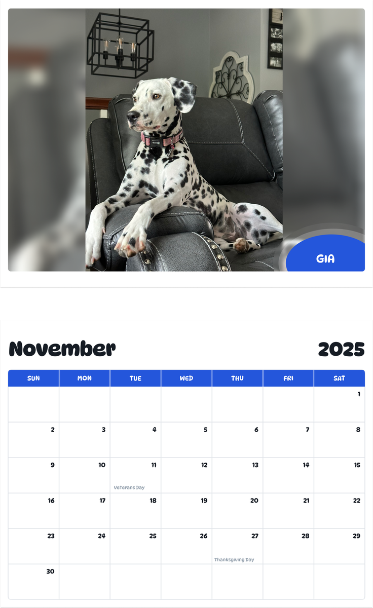 July 2025 - June 2026 Gia - Pawidols Pet Calendar