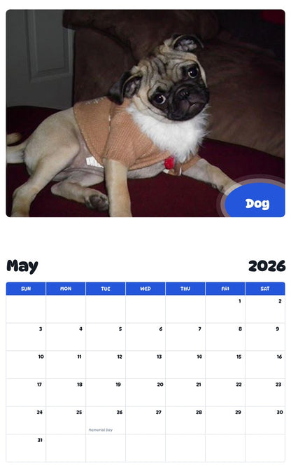 2026 - 2027 Dog - Pawidols Pet Calendar