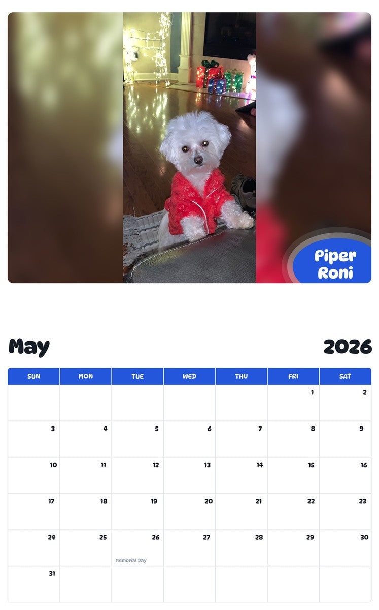 2026 - 2027 Piper Roni - Pawidols Pet Calendar