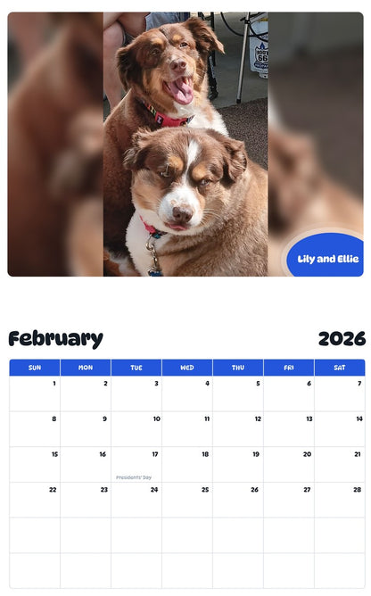 October 2025 - September 2026 Lily and Ellie - Pawidols Pet Calendar