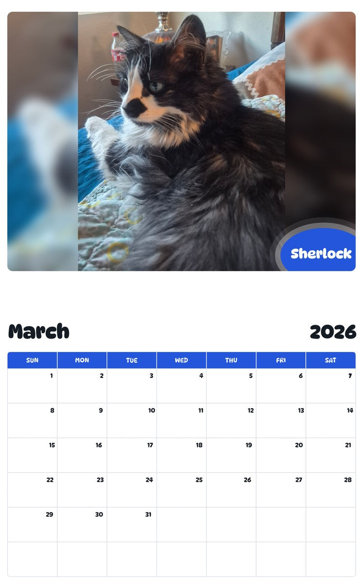 November 2025 - October 2026 Sherlock - Pawidols Pet Calendar