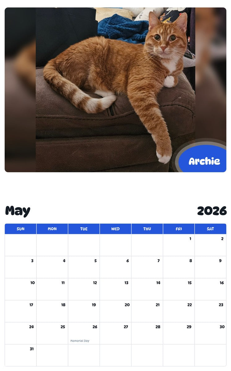 2026 - 2027 Archie - Pawidols Pet Calendar