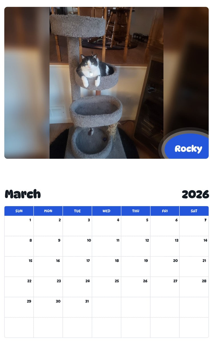 November 2025 - October 2026 Rocky - Pawidols Pet Calendar