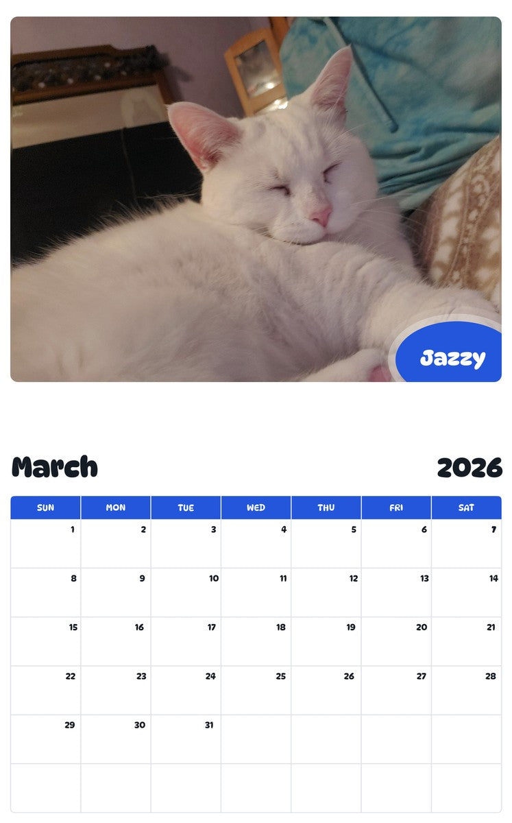 November 2025 - October 2026 Jazzy - Pawidols Pet Calendar