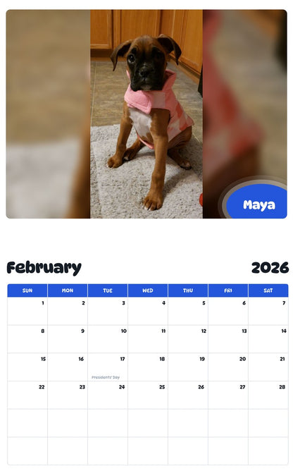 October 2025 - September 2026 Maya - Pawidols Pet Calendar