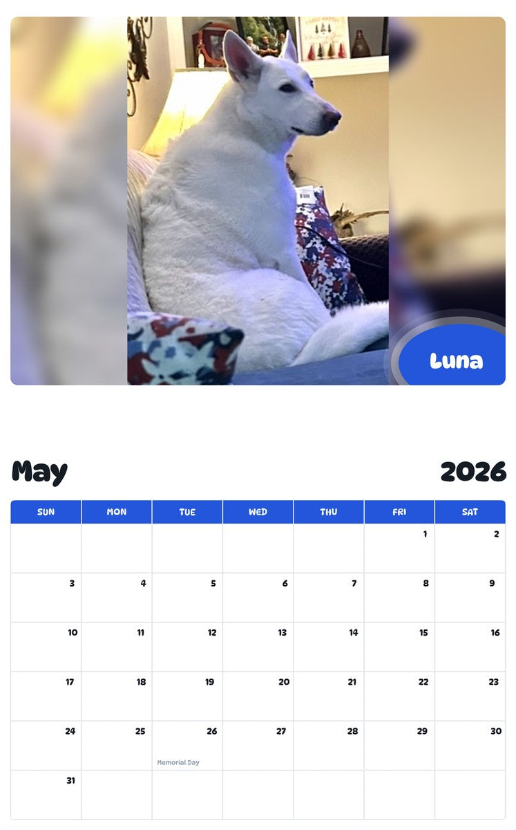 2026 - 2027 Luna - Pawidols Pet Calendar