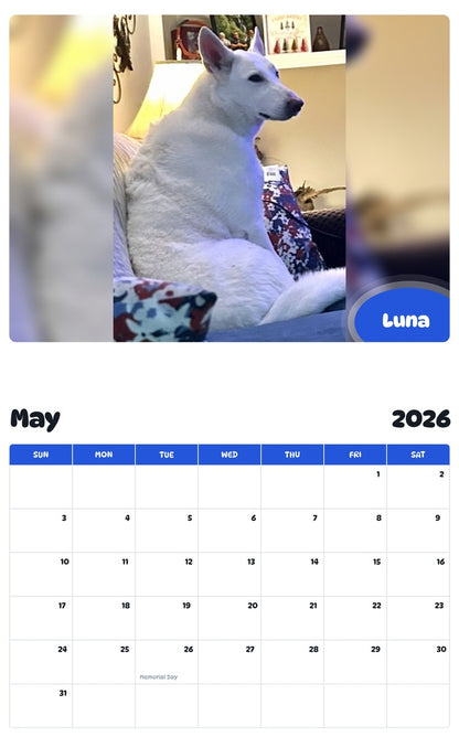 2026 - 2027 Luna - Pawidols Pet Calendar