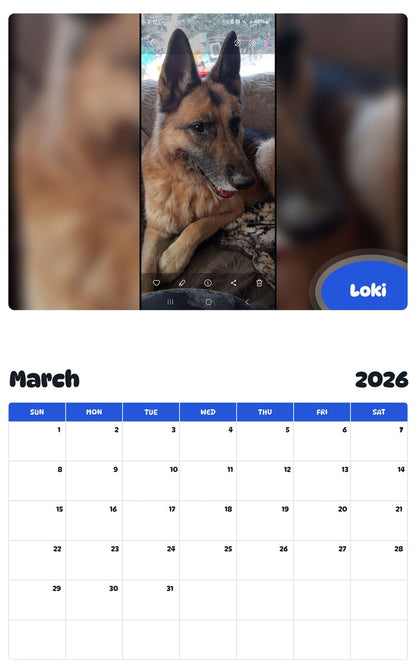 November 2025 - October 2026 Loki - Pawidols Pet Calendar