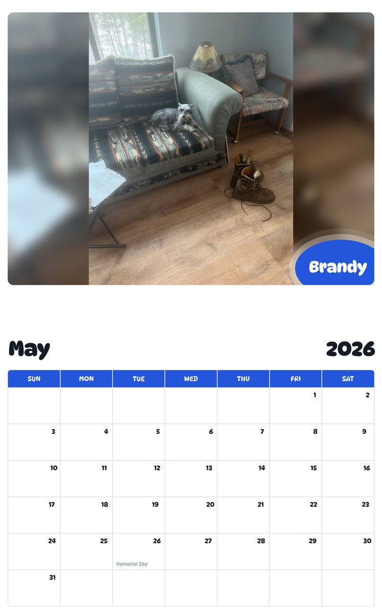 2026 - 2027 Brandy - Pawidols Pet Calendar