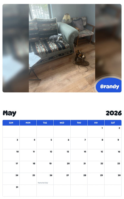 2026 - 2027 Brandy - Pawidols Pet Calendar