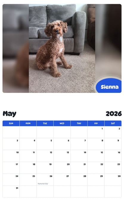 2026 - 2027 Sienna - Pawidols Pet Calendar