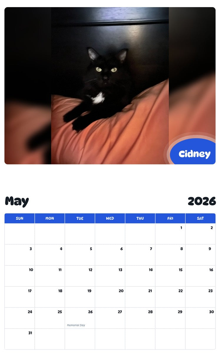 2026 - 2027 Cidney - Pawidols Pet Calendar