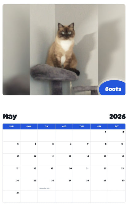 2026 - 2027 Boots - Pawidols Pet Calendar