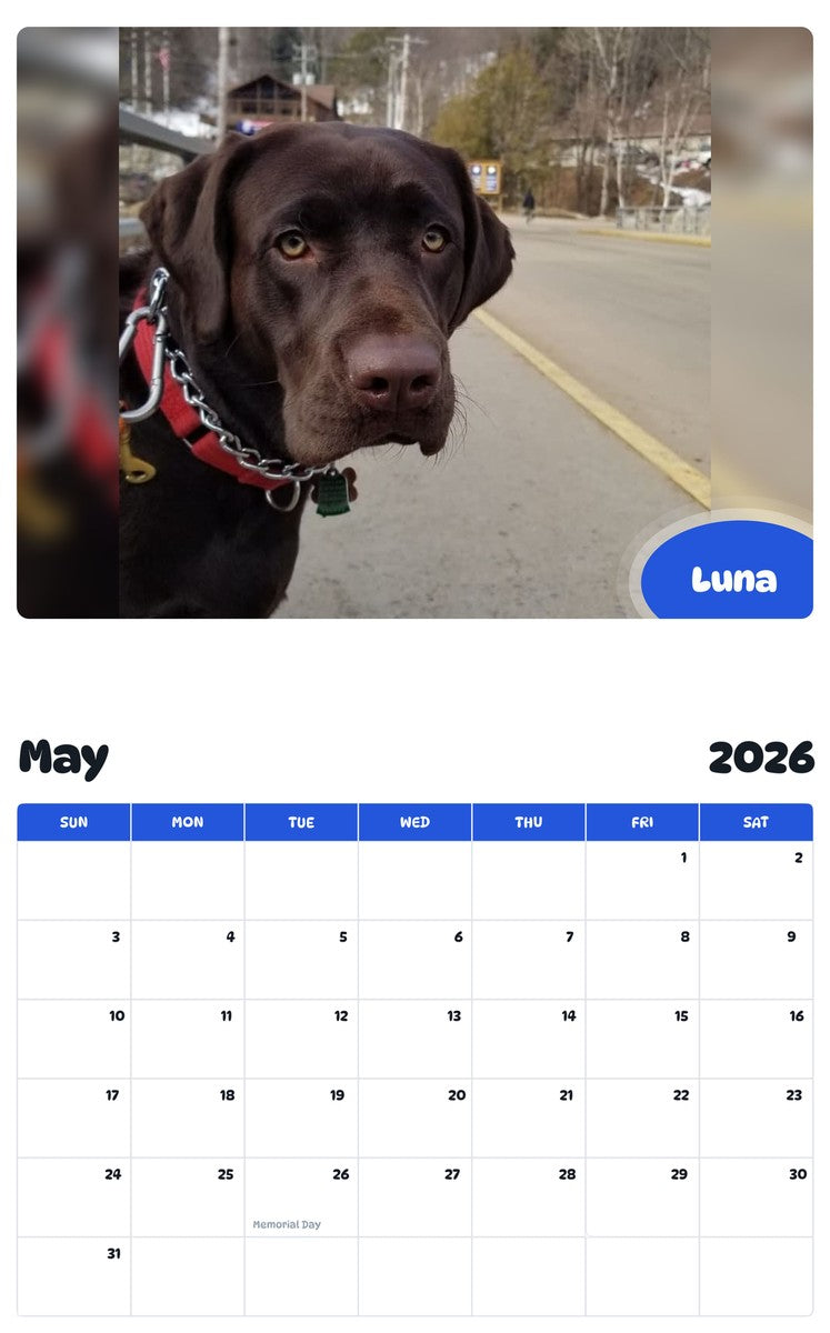 2026 - 2027 Luna - Pawidols Pet Calendar