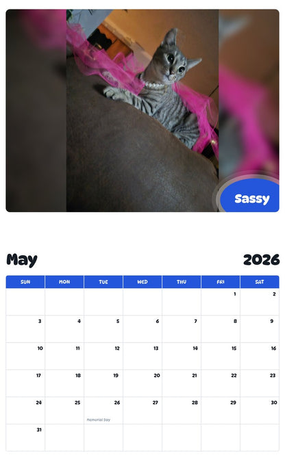 2026 - 2027 Sassy - Pawidols Pet Calendar