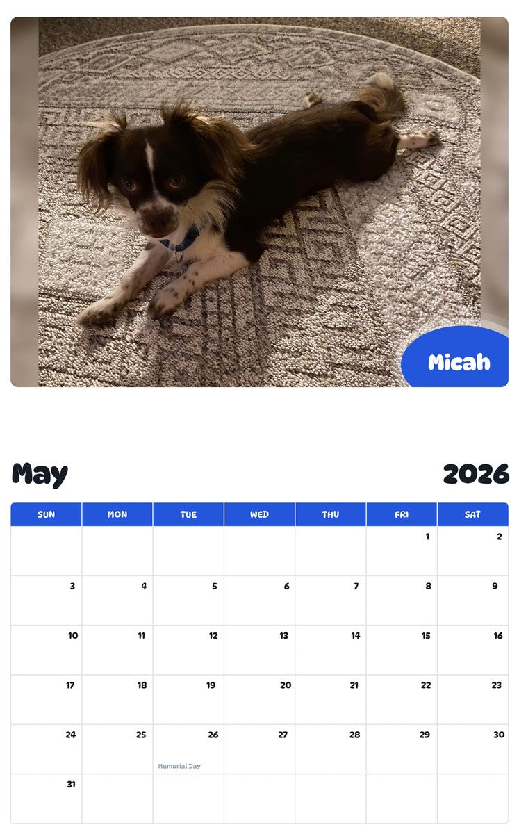 2026 - 2027 Micah - Pawidols Pet Calendar