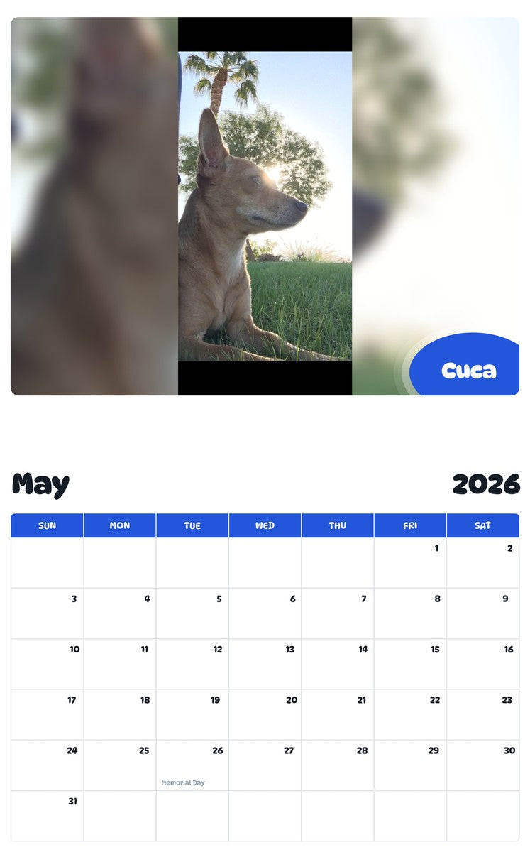 2026 - 2027 Cuca - Pawidols Pet Calendar