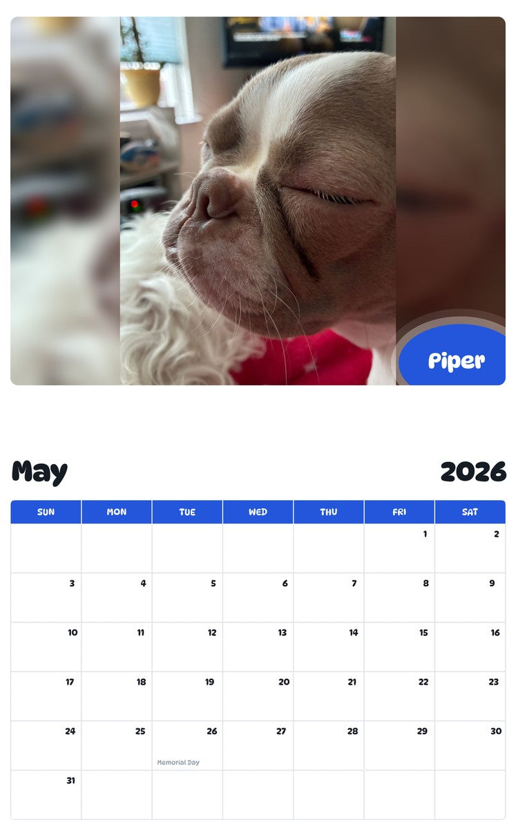 2026 - 2027 Piper - Pawidols Pet Calendar