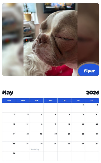 2026 - 2027 Piper - Pawidols Pet Calendar