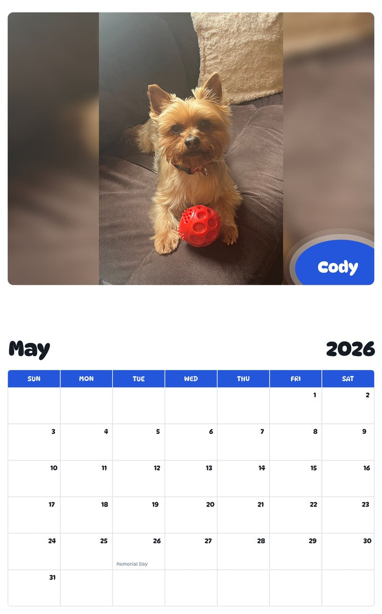 2026 - 2027 Cody - Pawidols Pet Calendar